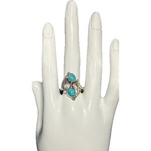 Chaco Canyon 925 Sterling Silver Turqouise Two Stone Ring Native American J-11K